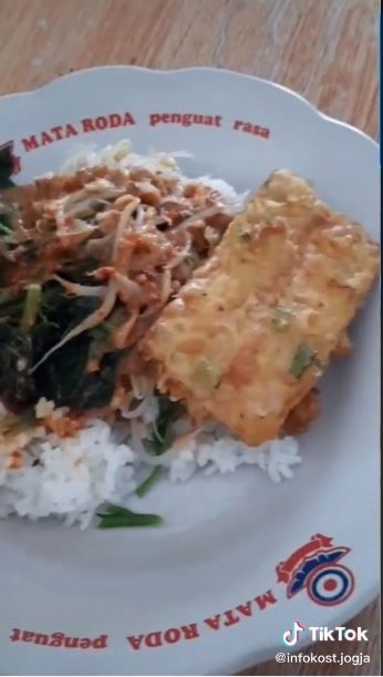 Nasi sayur dan tempe di Warung Makan Santai (TikTok @infokost.jogja)