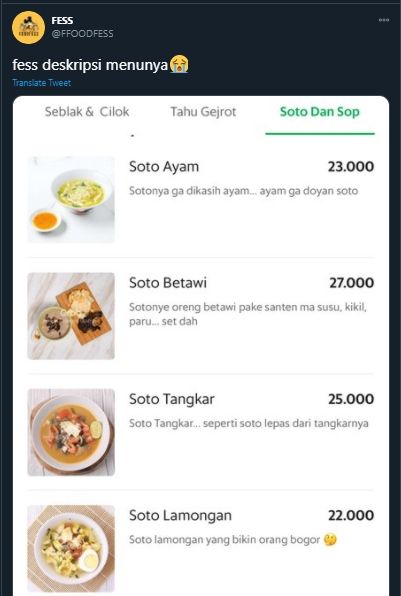 Ngegas Abis! Deskripsi Makanan di Aplikasi Ojol Ini Bikin Warganet Ngakak. (Twitter/FFOODFESS)