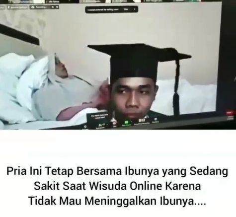 Viral Lelaki Wisuda Sembari Menemani Orang Tua di Rumah Sakit (Instagram/@cetul22).