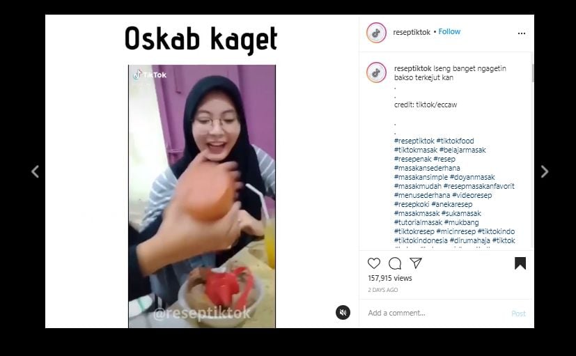 Bantu Teman Tuang Saus ke Bakso, Ending Video Ini Malah Berakhir Ambyar. (Instagra/reseptiktok)