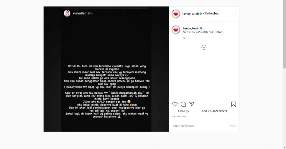 Kontroversi video klip Via Vallen - (Instagram/@lambe_turah)