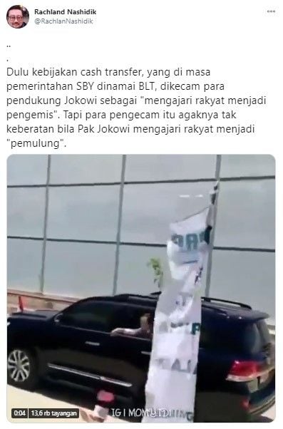 Rachland komentari video Jokowi lempar bantuan ke jalan (Twitter/rachlannashidik)