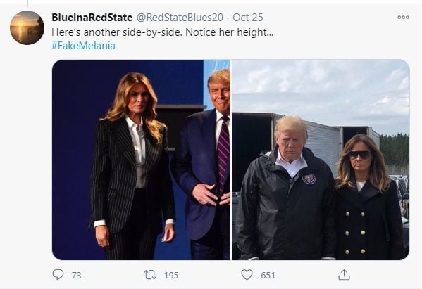 Teori Konspirasi Melania Palsu. (Twitter/@RedStateBlues20)