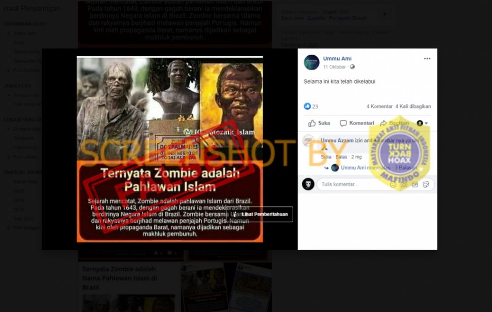 Fakta zombie adalah pahlawan Islam (Turnbackhoax.id)