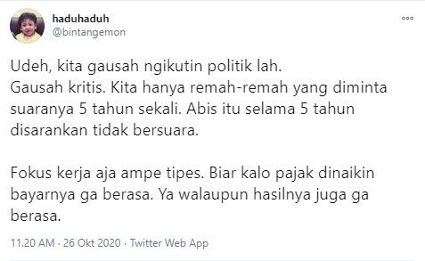 Sindiran sarkas Bintang Emon soal kritik (Twitter/bintangemon)