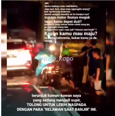 Viral aksi tukang dorong kendaraan bikin resah. (Instagram/@info_kopo)