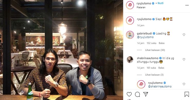 Ryuji Utomo bersua Gabriel Budi. (Instagram/@ryujiutomo).