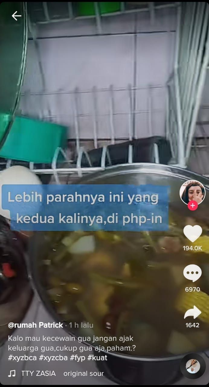 Sudah masak sayur asam satu panci, lamaran justru batal (TikTok @bukandoiekida)