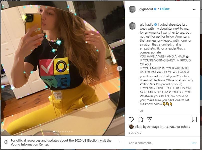 Selfie Gigi Hadid Pasca Melahirkan (instagram.com/gigihadid)