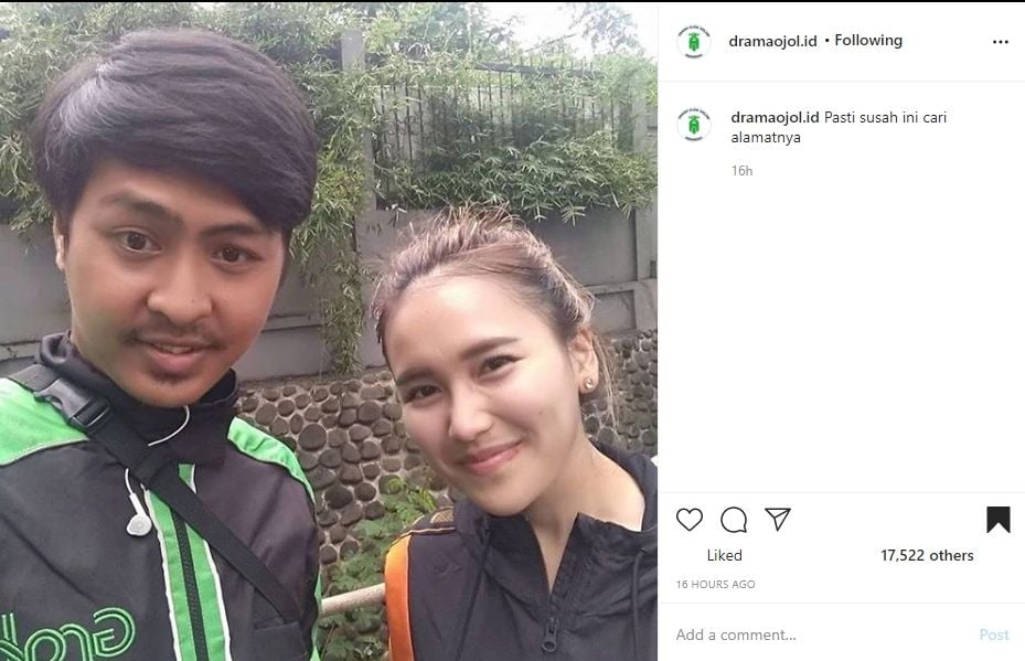 Potret ojol hoki dapat pelanggan Ayu Ting Ting. (Instagram)