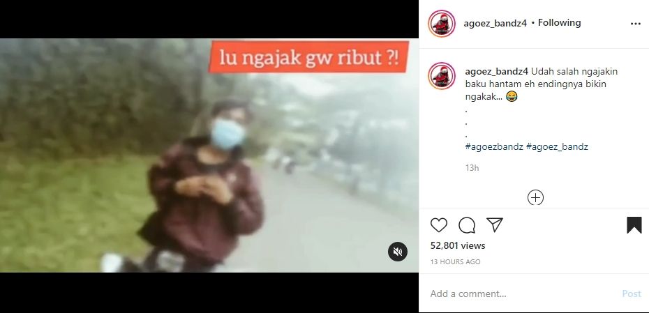 Pemotor menantang berkelahi. (Instagram)