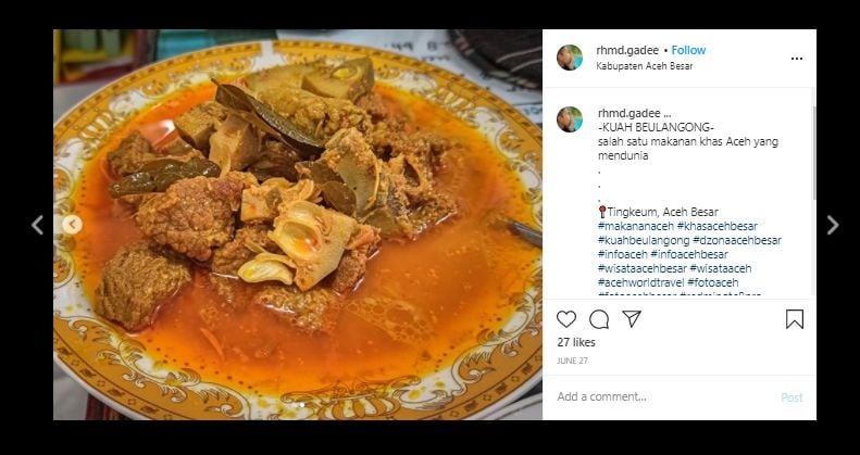 Resep Kuah Beulangong, Makanan Tradisi Maulid Nabi Khas Aceh. (Instagram/@rhm.gadee)