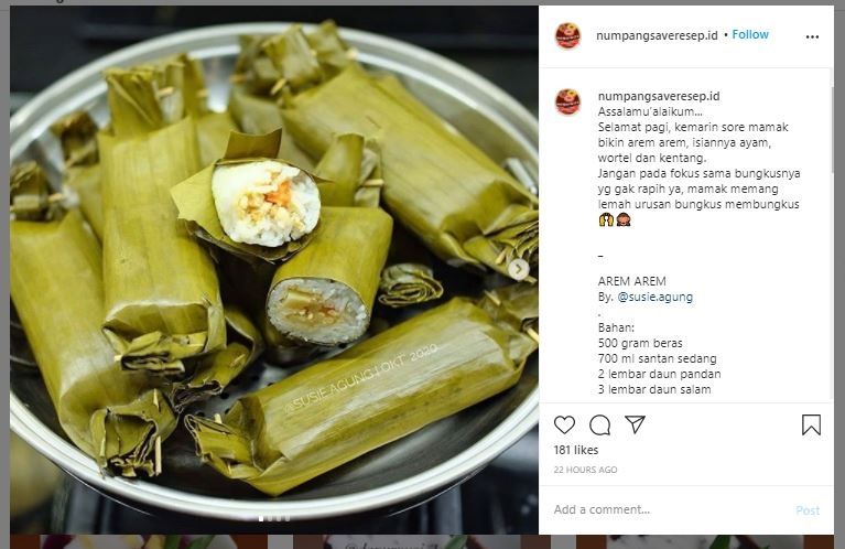 Arem-Arem (Instagram @numpangsaveresep.id)