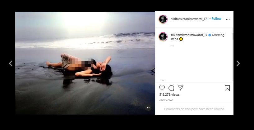 Nyaris Telanjang di Pantai, Video Jadul Nikita Mirzani Jadi Sorotan. (Instagram/@nikitamirzanimawardi_17)