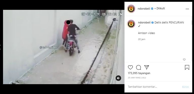 Dua Sejoli Lakukan Hal Tak Senonoh Usai Tengok Kanan Kiri, Ternyata Terekam CCTV (Instagram/@ndorobeii).