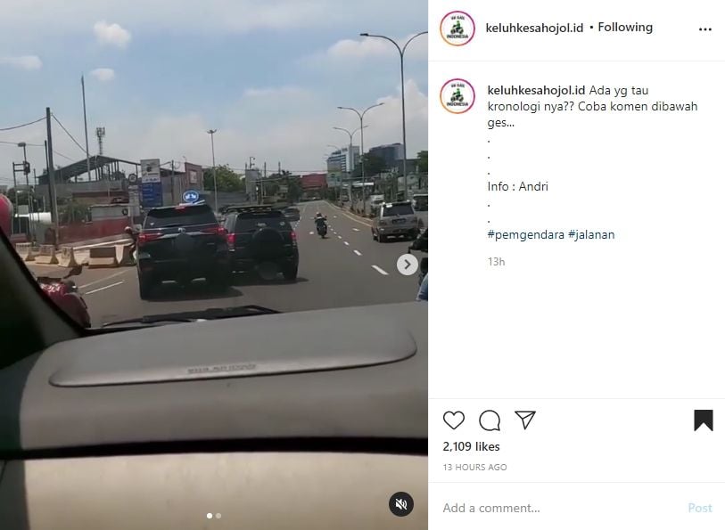 Adu senggol Fortuner vs Escudo. (Instagram)