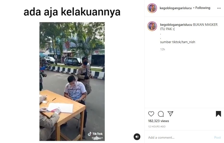 Pemotor yang diciduk karena tak pakai masker. (TikTok/tam_nish)