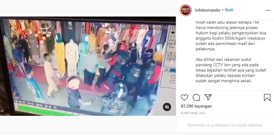 Video Moge keroyok TNI. (Instagram/@infokomando)