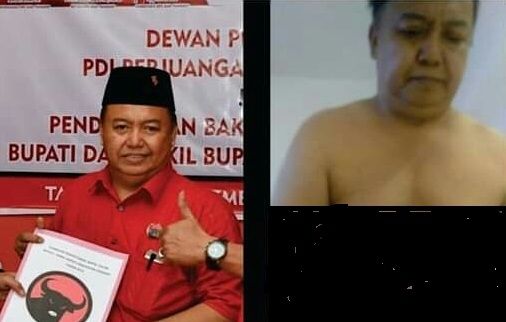 Ketua PDI Perjuangan Kabupaten Pangkep Abdul Rasyid dan pria diduga mirip dirinya beredar di media sosial / [Foto : Facebook Moh. Rizki]
