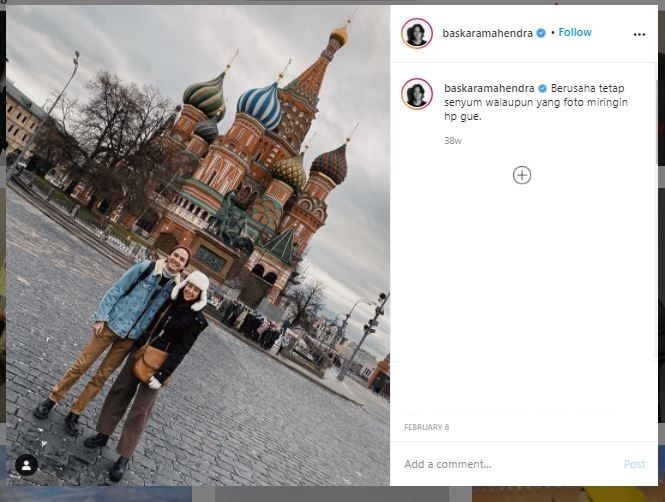 Sherina dan Baskara berlibur ke Rusia (Instagram @baskaramahendra)