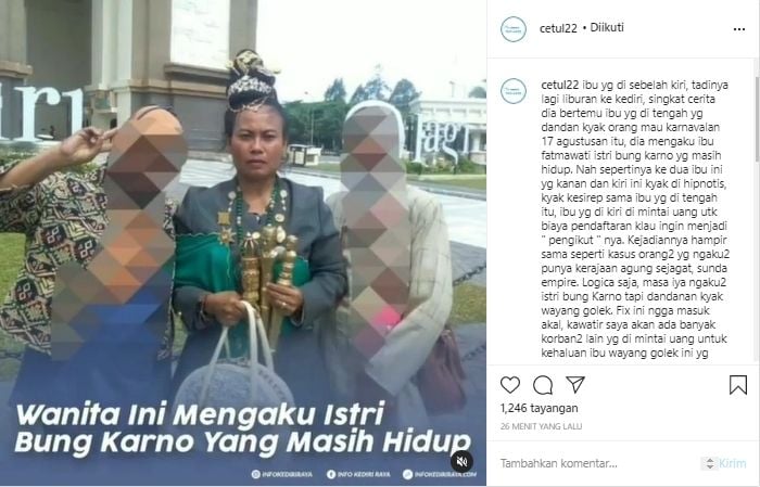 Heboh Wanita Ngaku Istri Soekarno yang Masih Hidup (Instagram/@cetul22).