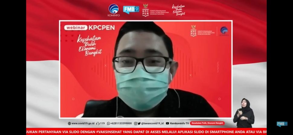 Vaksinolog dr. Dirga Sakti Rambe Sp. PD., dalam webinar Komite Penanganan Covid-19 dan Pemulihan Ekonomi Nasional, Selasa (3/11/2020). 