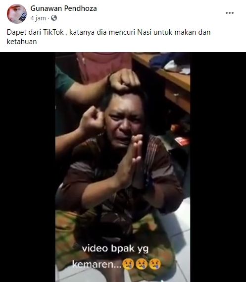 Tangkapan Layar Video Viral Pria Berwajah Lebam Ketakutan saat Diancam Seseorang (Facebook/Gunawan Pendhoza).