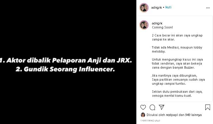 Adam Deni siap bocorkan aktor di balik kasus Jerinx SID. (Instagram/@adngrk)