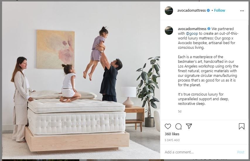 Tempat Tidur Ramah Lingkungan Gwyneth Paltrow (instagram.com/avocadomattress)