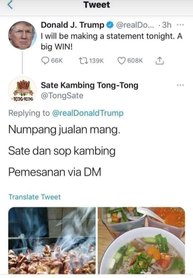 Kicauan Donald Trump jadi lapak jualan. (Twitter/@realDonaldTrump)