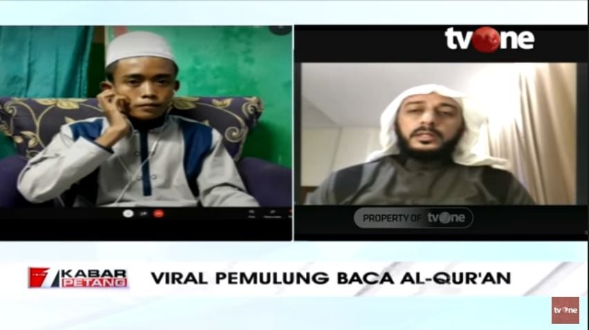 Syekh Ali Jaber Jadikan Akbar, Pemulung yang Baca Alquran di Jalan Jadi Anak Angkat (YouTube/TV One News).