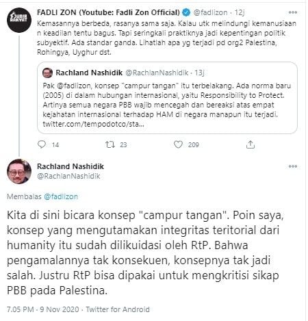 Fadli Zon dan Rachland Nashidik adu argumen soal Joe Biden menang (Twitter)