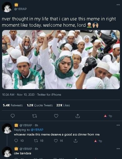 Habib Rizieq pulang, postingan Reza Arap bikin salah fokus. (Twitter/@ybrap)