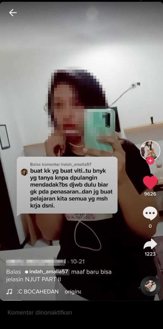 TKI dipulangkan karena video parodi TikTok (Tangkapan layar pemilik video)