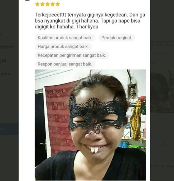 Gigi palsu vampir jadi mirip gigi kelinci (twitter.com/txtdarionlshop)