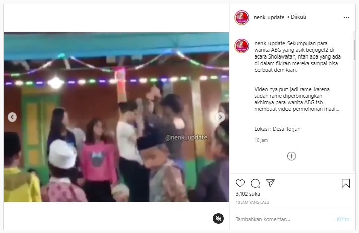 Viral Sekelompok ABG Berjoget Heboh di Acara Selawatan (Instagram/nenk_update).