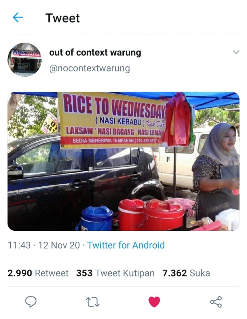 Pedagang Nasi Kerabu (Twitter @nocontextwarung)