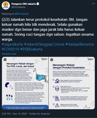 Cuitan Pemprov DKI Jakarta (Twitter/DKIJakarta).