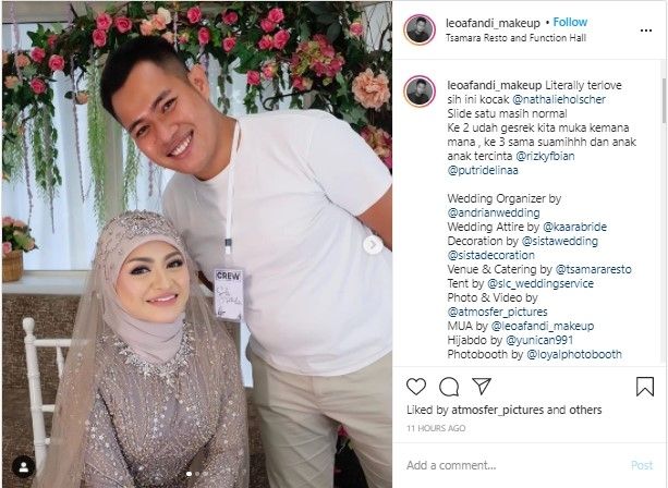 Natalie Holscher tampil cantik kenakan gaun berpayet. (Dok: Instagram/leoafandi_makeup)