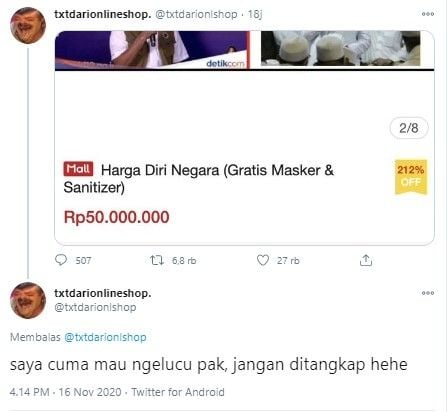 Harga diri negara dijual di olshop (Twitter/txtdarionlshop)