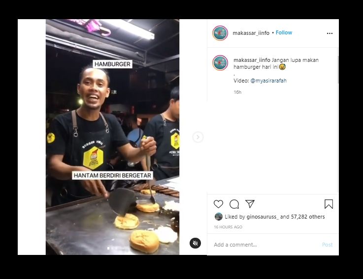 Gombalannya Dahysat! Pedagang Ini Ungkap Arti Singkatan dari Hamburger. (Instagram/@makassar_iinfo)