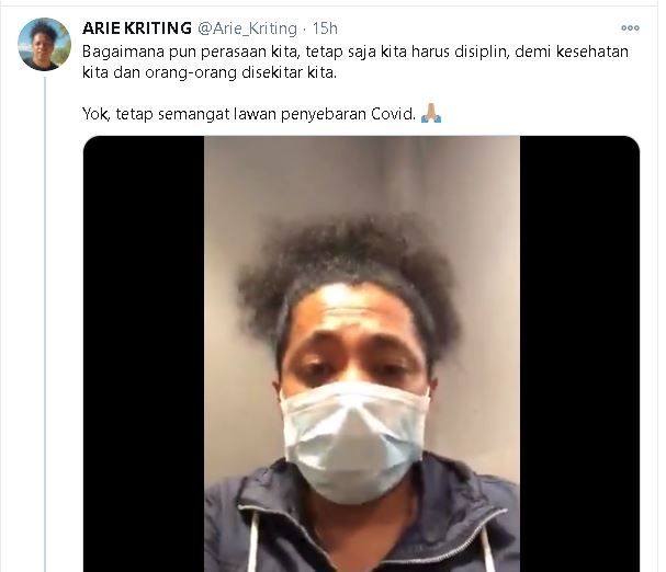 Video Arie Kriting singgung protokol kesehatan. (Twitter/@Arie_Kriting)