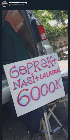 Viral Ayam Geprek Rp 6 Juta. (twitter.com/nocontextwarung)