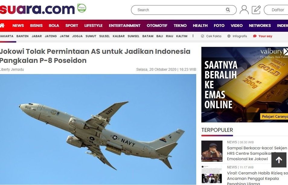 Fakta Indonesia tawarkan pangkalan natuna ke AS (Suara.com)