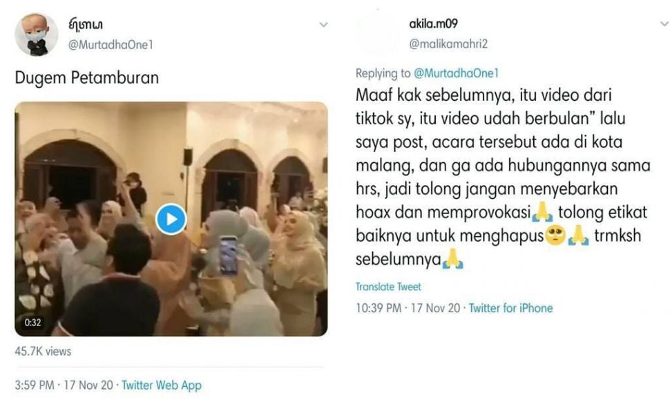 Pesta nikahan putri Rizieq diisi joget dugem (Turnbackhoax.id)