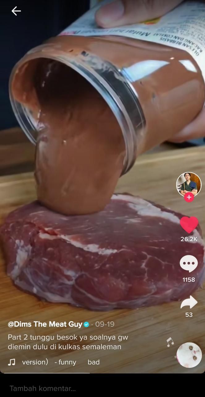 Masak steak menggunakan Nutella (TikTok @dimsthemeatguy)