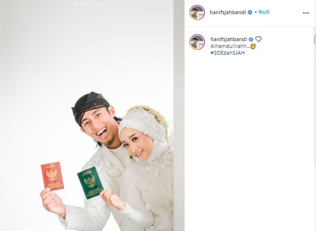 Hhanif Sjahbandi resmi menikah. (Instagram/@hanifsjahbandi).