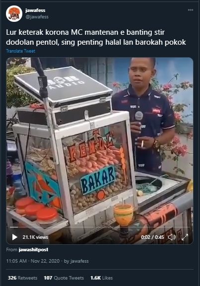 Jualan ala MC Kondangan, Aksi Tukang Bakso Pentol Ini Bikin Melongo. Twitter/@Jawafess)