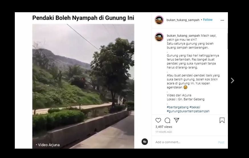 Bikin Geger! Pendaki Malah Dianjurkan Buang Sampah di Gunung Ini. (Instagram/@bukan_tukang_sampah)