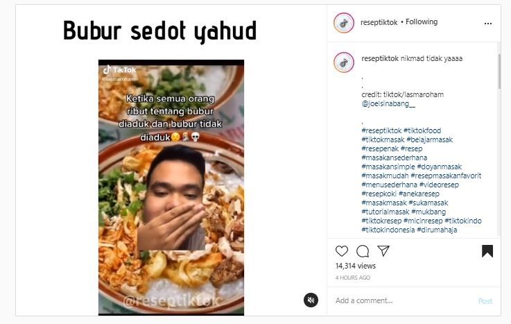 Sekte Bubur Sedot (Instagram @reseptiktok)